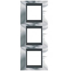 Рамка 3-постовая вертикальная Schneider Electric Unica ТОР, хром глянцевый/графит