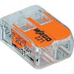 Клемма 2-контактная для распределительный коробок, подключения светильников 0,08-2,5мм² прозрачная, WAGO