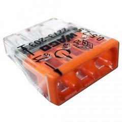 Клемма COMPACT для распределительный коробок 3х2,5, прозрачный/оранжевый, без пасты, WAGO